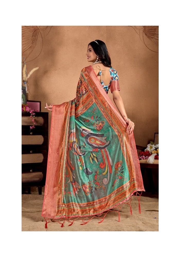 Malishka Export Silk Blend Multicolor Saree for Women - Image 2